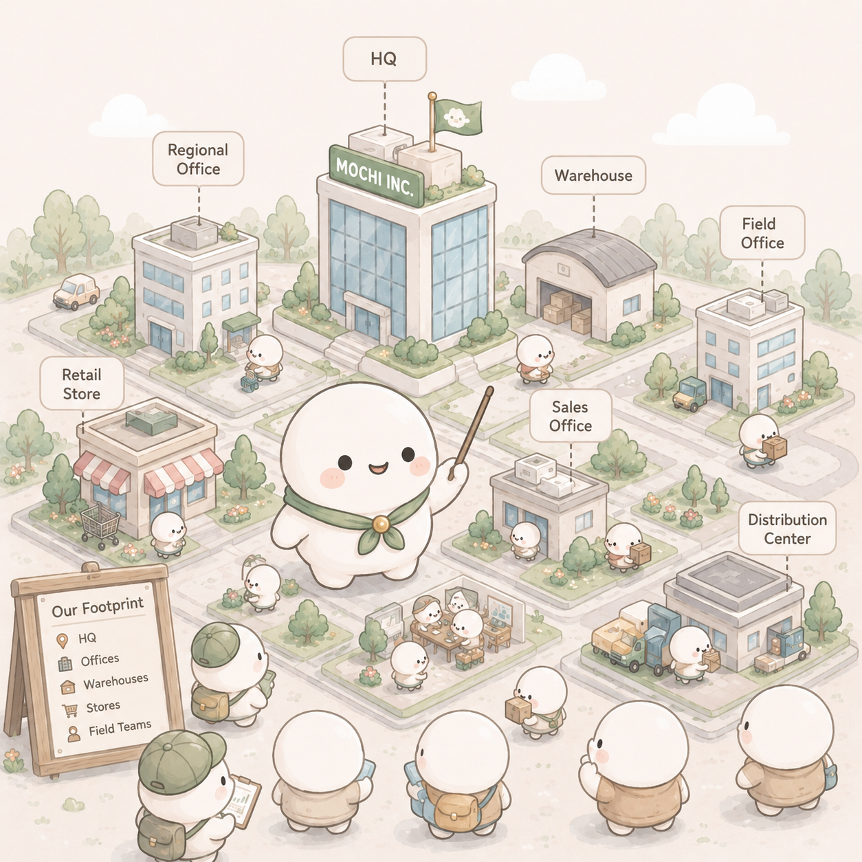 Mochi mapping the company physical footprint and operating locations