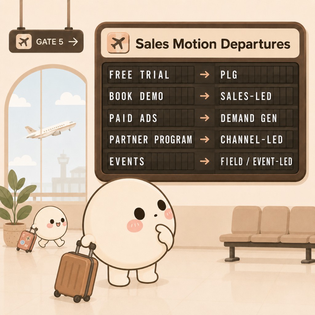 Mochi choosing between product-led, sales-led, demand gen, channel-led, and event-led motions